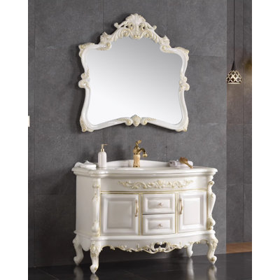 European Style Carved Artificial Stone Bathroom Vanity