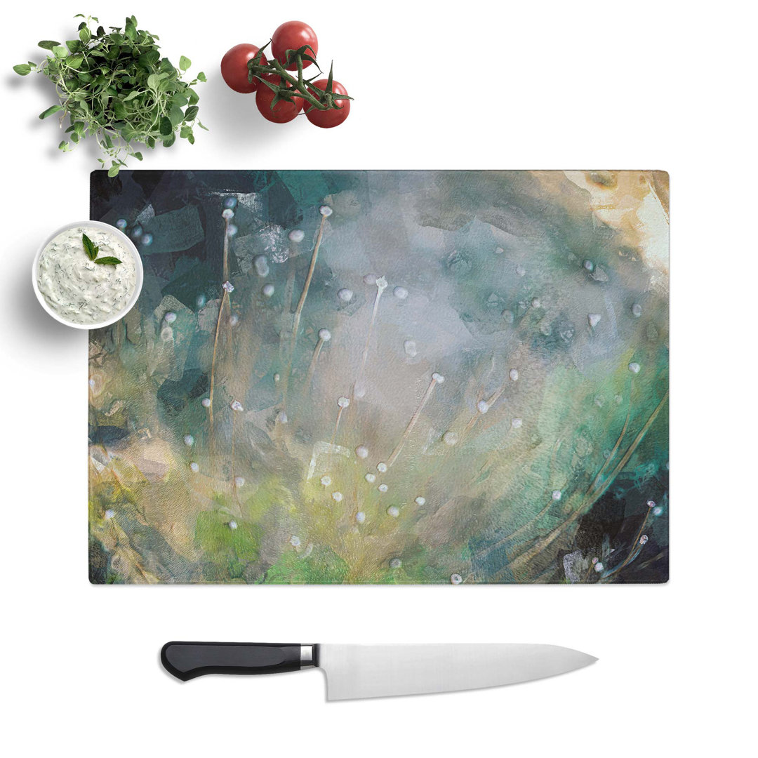 Tempered Glass the Wild Flowers in Abstract Chopping Board