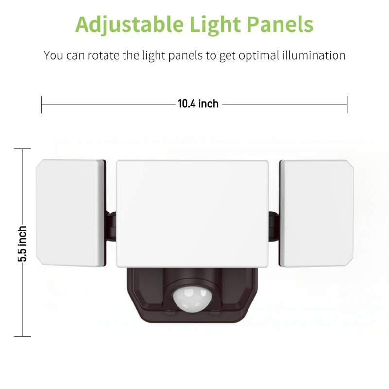 3-head 12-watt Motion Activated Outdoor Integrated Led Area 1500 Lumens Battery Operated Light