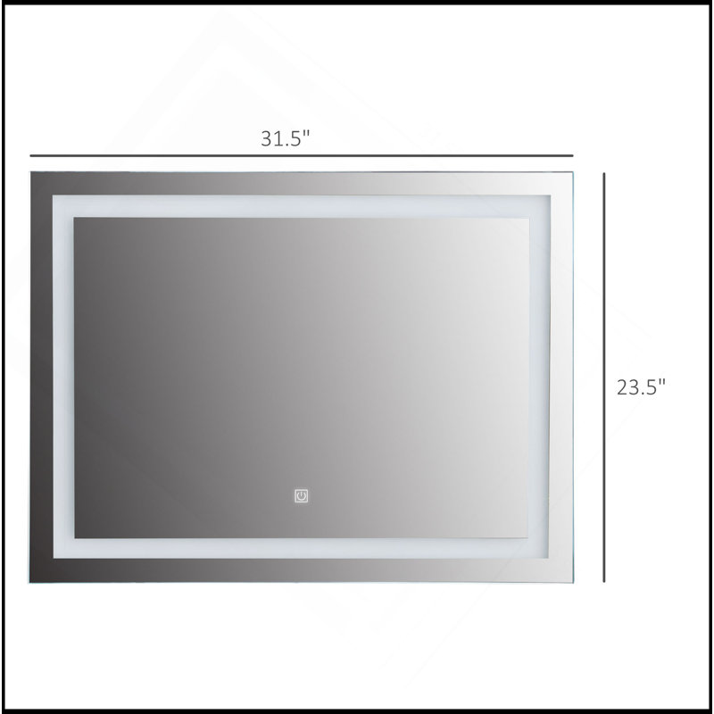 Miroir de salle de bain 32 "x 24" lumineux à DEL, miroir de meuble-lavabo mural avec mémoire à intensité variable, imperméable, horizontalement ou verticalement, argent