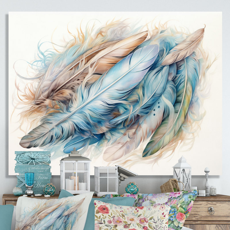 «Graceful Quills II - Feathers», reproduction d'art mural, H 34 po x l 44 po, Cadre photo argenté