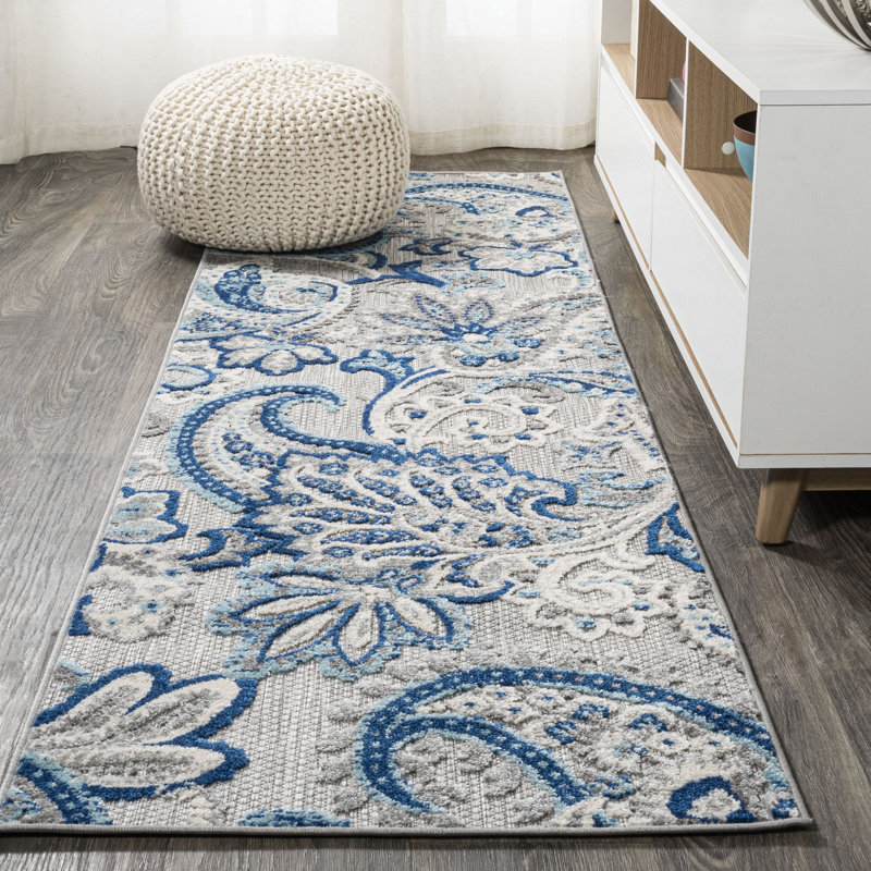 Tapis intérieur / extérieur gris clair / bleu Asgard, Tapis de couloir 2 pi 3 po x 8 pi