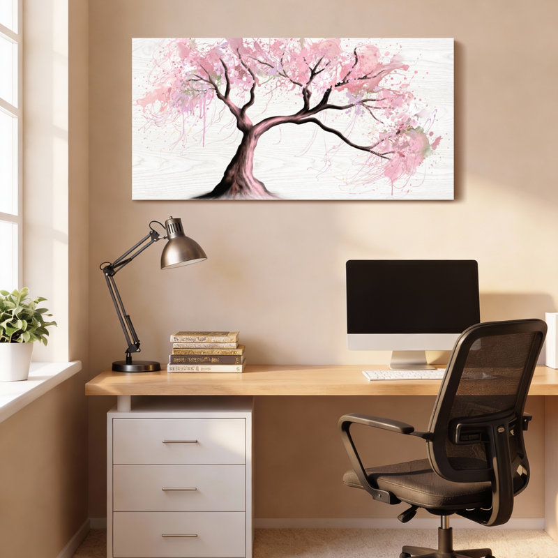 «Cherry Blossom Tree», reproduction d'art sur toile tendue sur toile, ensemble de 1, H 20 po x l 40 po