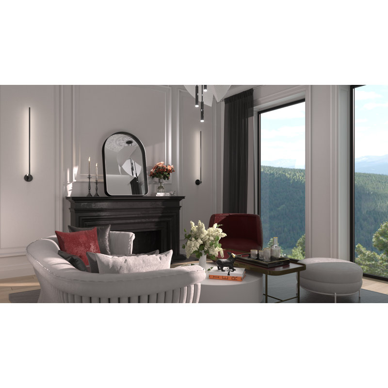 Miroir d'appoint mural Briannon, 24 po x 36 po, Noir