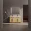 Meuble-lavabo double 59 1/8 po - Armoire en chêne clair avec lavabo intégré, tablettes réglables et 2 options de couleur de poignée (poignée noire)-2146181942-2146181940