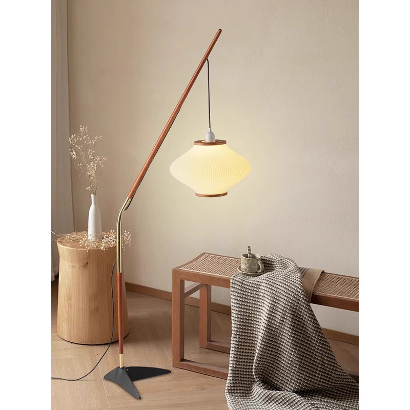 Medieval-style wooden 3D-printed floor lamp with hardware