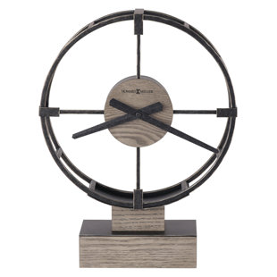 Juno Modern & Contemporary Accent Clock, Circular Double-Ring Metal Frame with Seaside Gray Center Disk, Quartz Movement