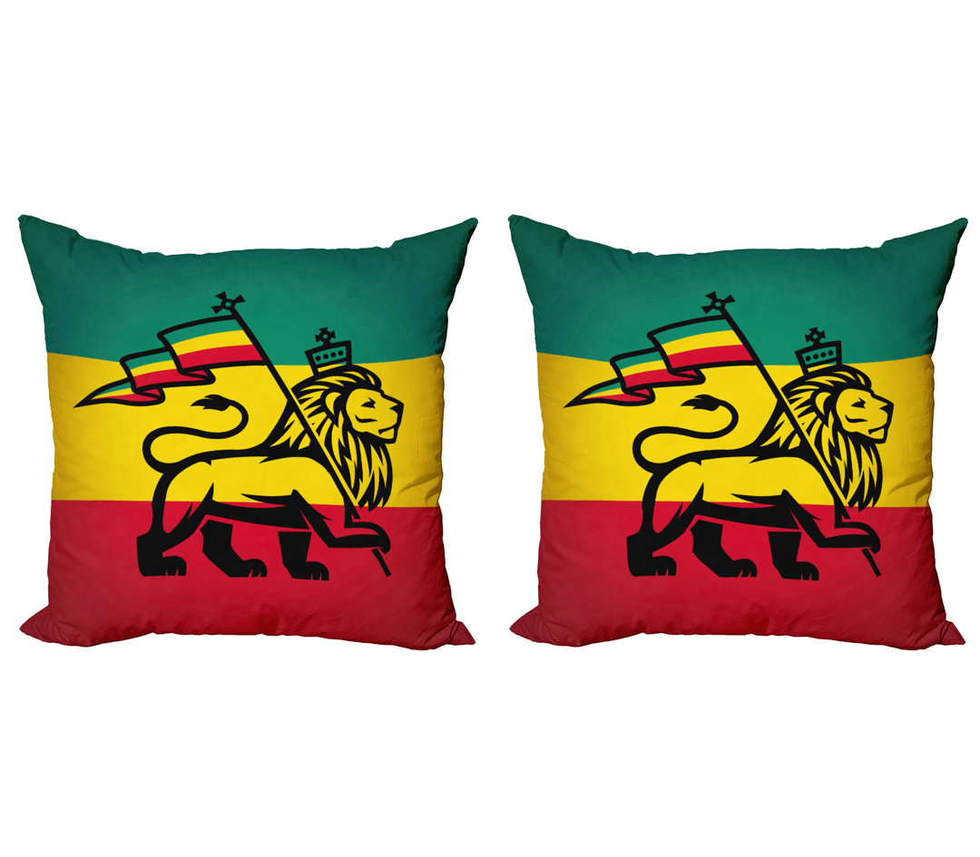 Dekokissen Kissenbezug, Judah Lion Rastafari Flagge, Rasta, Gelb Schwarz