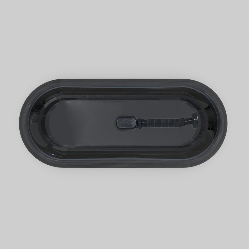 Baignoire de trempage autoportante 68,9 pouces noire translucide