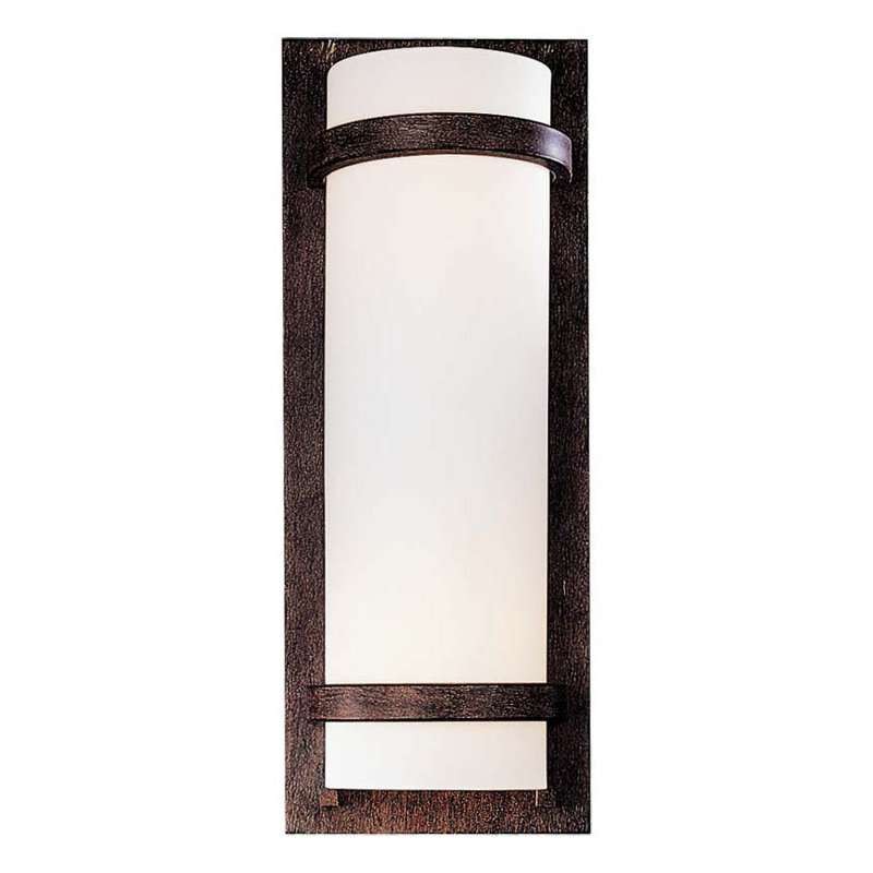 Steelside Alphonse With Etched White Glass Wall Sconce, Iron Oxide