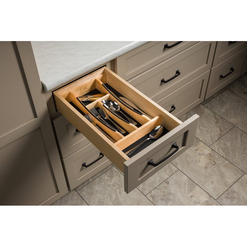 Tiroir à couverts en érable massif 10-1 / 4 "X 19-1 / 2" avec détails noirs Craftsman, 10.24"