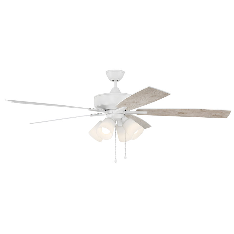 Lauresha 60'' Ceiling Fan with Light Kit, White/Beige