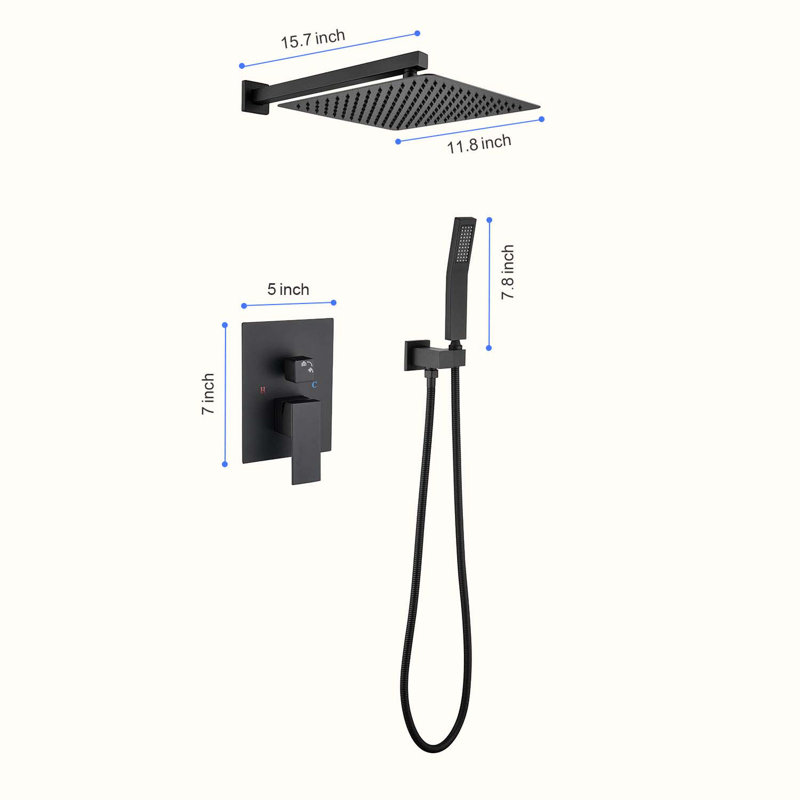 Complete Shower System with Rough-in Valve, Matte Black