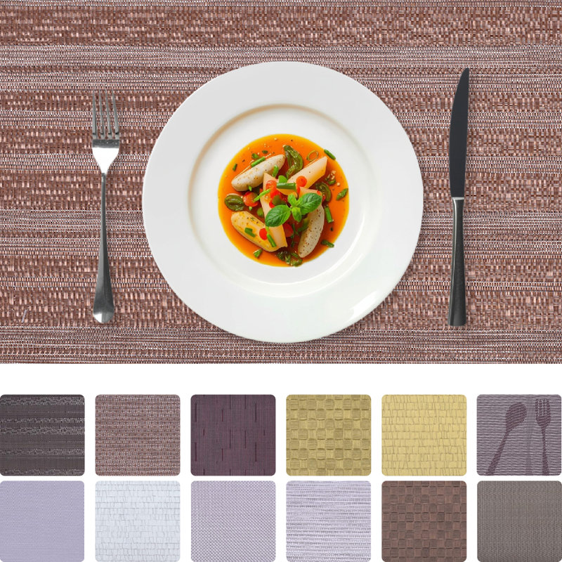 Beige PVC Placemats Scratch Heat Resistant Washable Table Protectors for Christmas Decor & Dining , Beige
