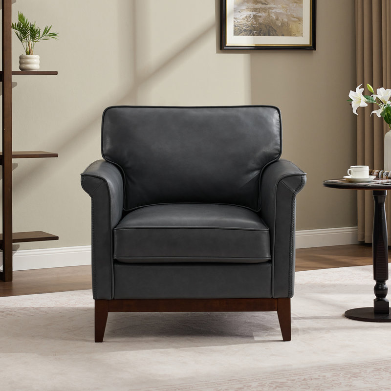 Fauteuil Hamse, Navy Grey Genuine Leather