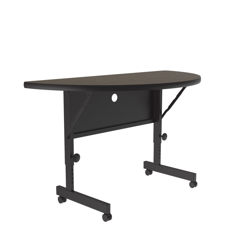Half-circle 3 Person Height Adjustable Flip Top 48'' L Modular Training Table with Casters