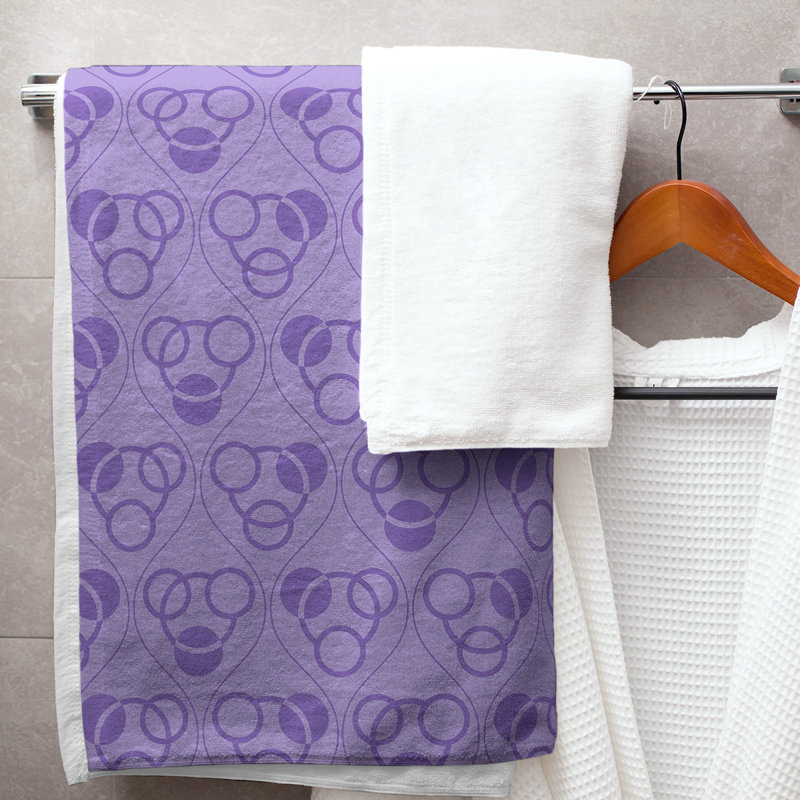 Serviette de bain à motif de cercles et de vagues Classic, Mauve