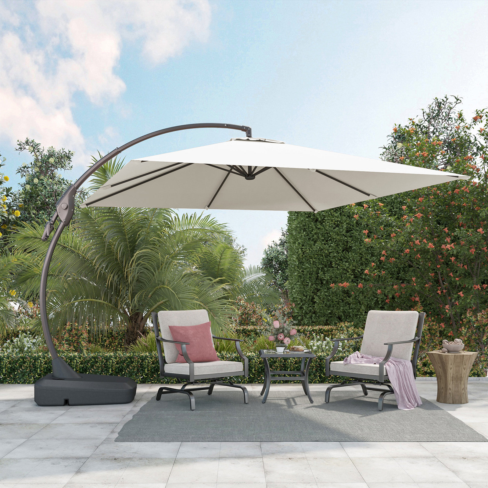 Freeport Park 10x10 Cantilever Umbrella with Base - Navy Blue Freeport Park 10x10 Cantilever Umbrella with Base - Navy Blue