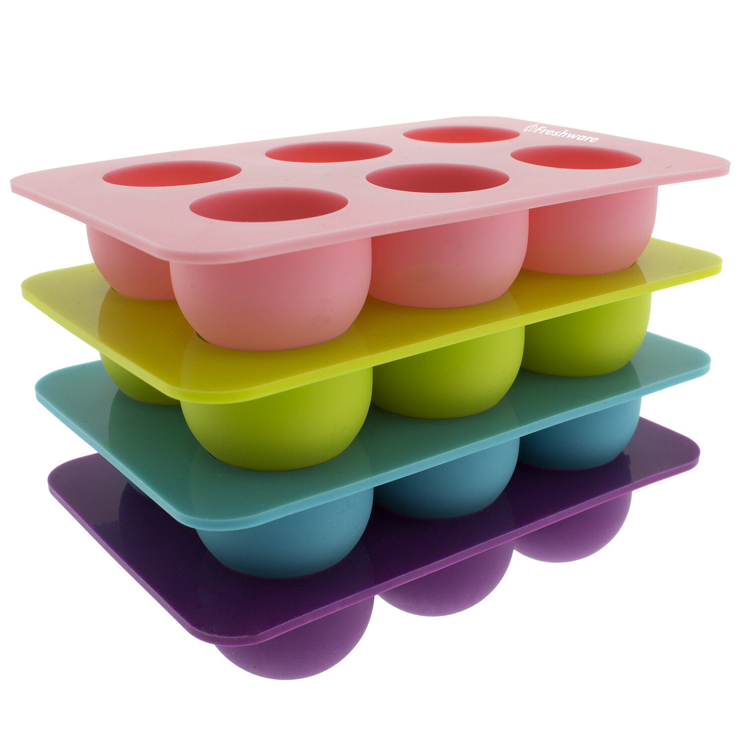 Freshware Silicone Molds, Reusable Cupcake Baking Pan, Non-Stick Muffi