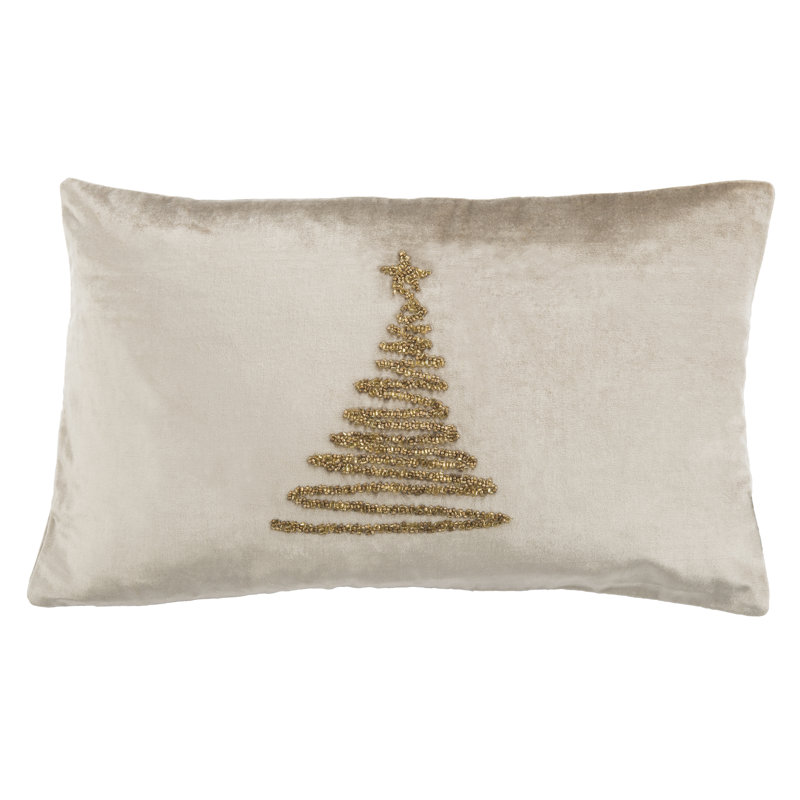  Enchanted Evergreen Lumbar Pillow, Beige/Gold
