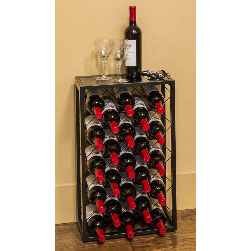 Medlin Floor Wine Bottle Rack, Black, 26.7" H x 15.8" W x 9" D