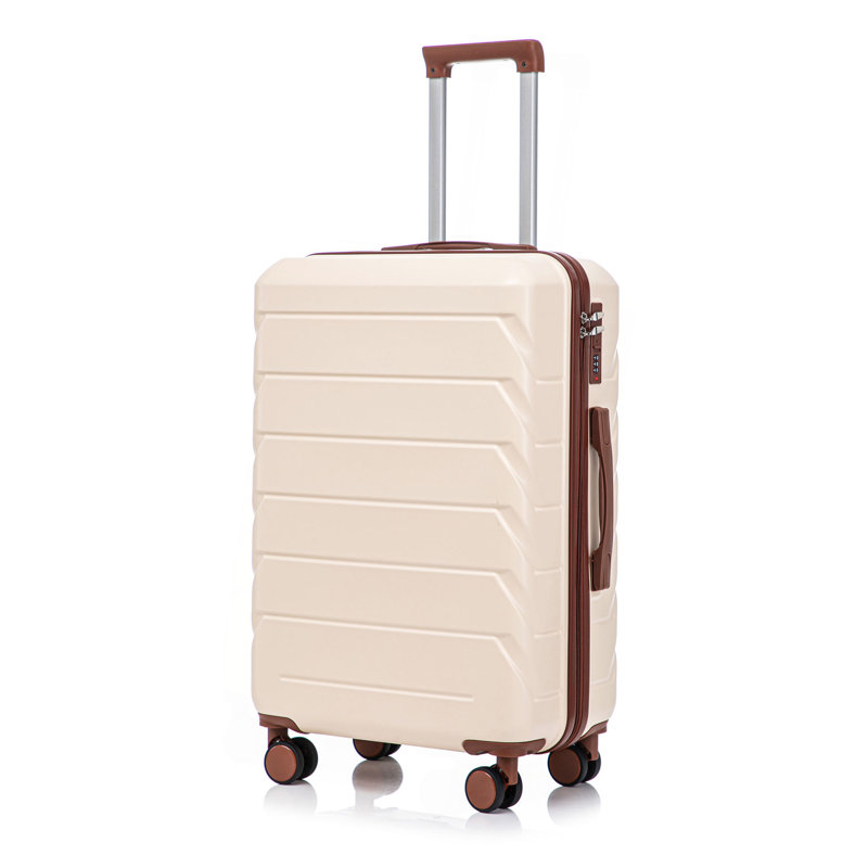Grand bagage à carreaux en plastique dur 28 pouces ABS - Surface résistante aux égratignures Quatre roues multidirectionnelles, avec serrure à combinaison et crochets latéraux