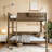 Bunk Bed With Storage Shelf and Bookshelf,Wood Bunk Bed with Ladder and Guardrails-199125826-199125824