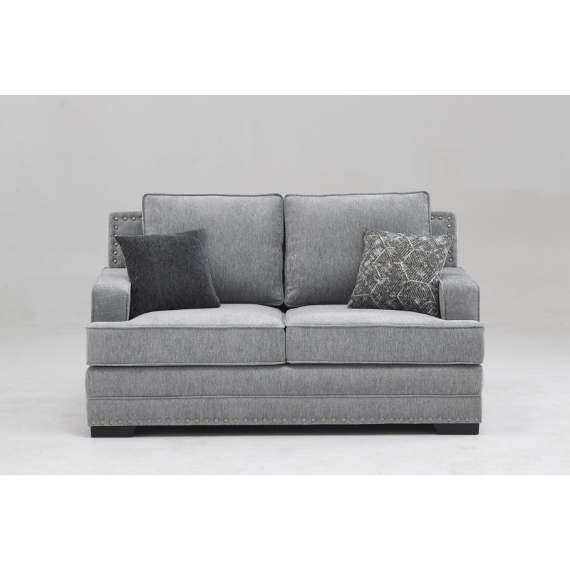 Upholstered 65.7'' Loveseat, Light Gray Chenille Fabric