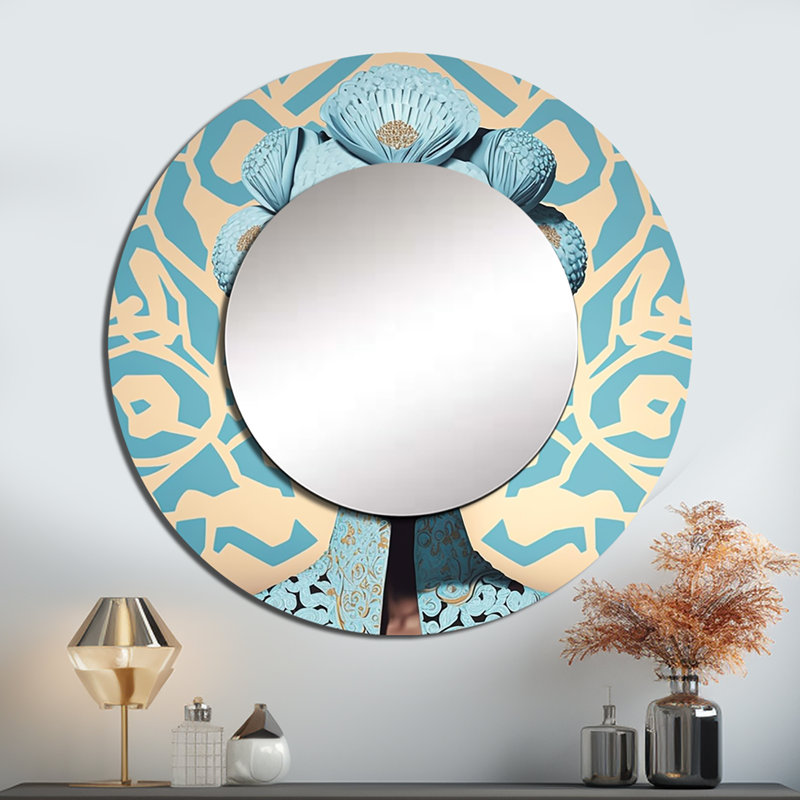 Retro Haute Couture African American Lady V - African American Round Mirror Wall Decor, 29" x 29"