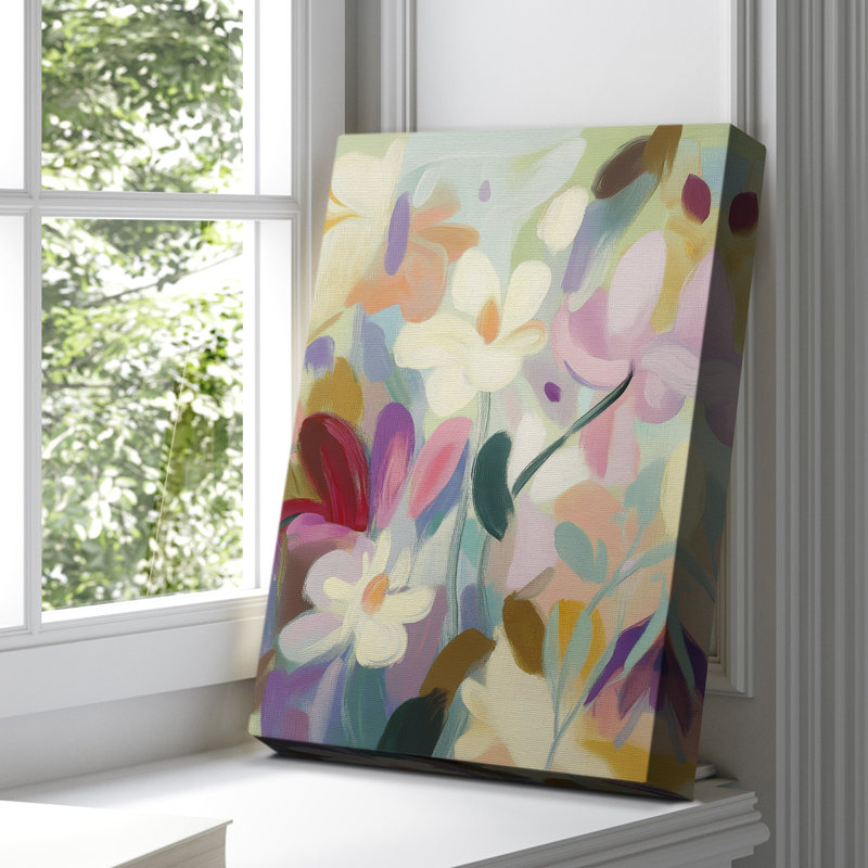 Toile tendue à motif floral CLxxix, H 18 po x l 12 po