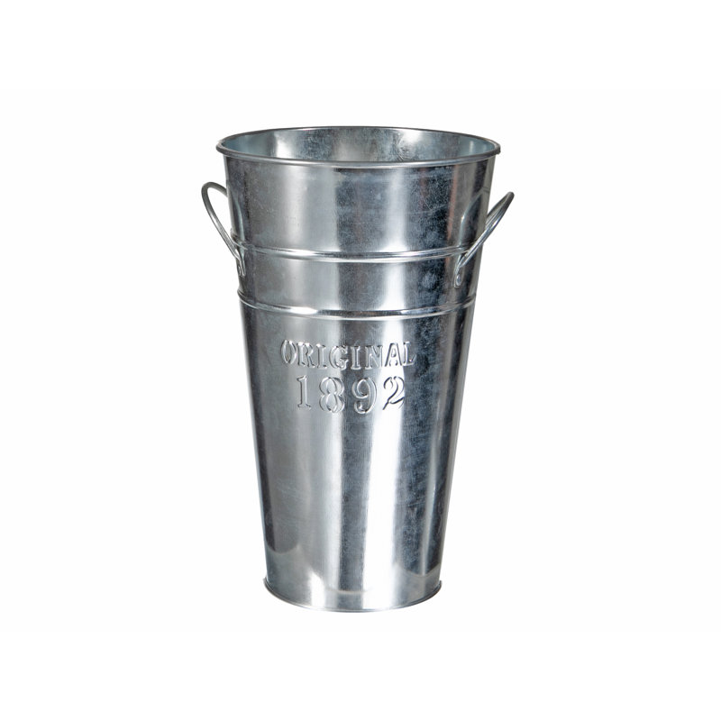 Grand pot à fleurs rond en aluminium (grand), H 9,85 po x l 5,9 po x P 5,9 po