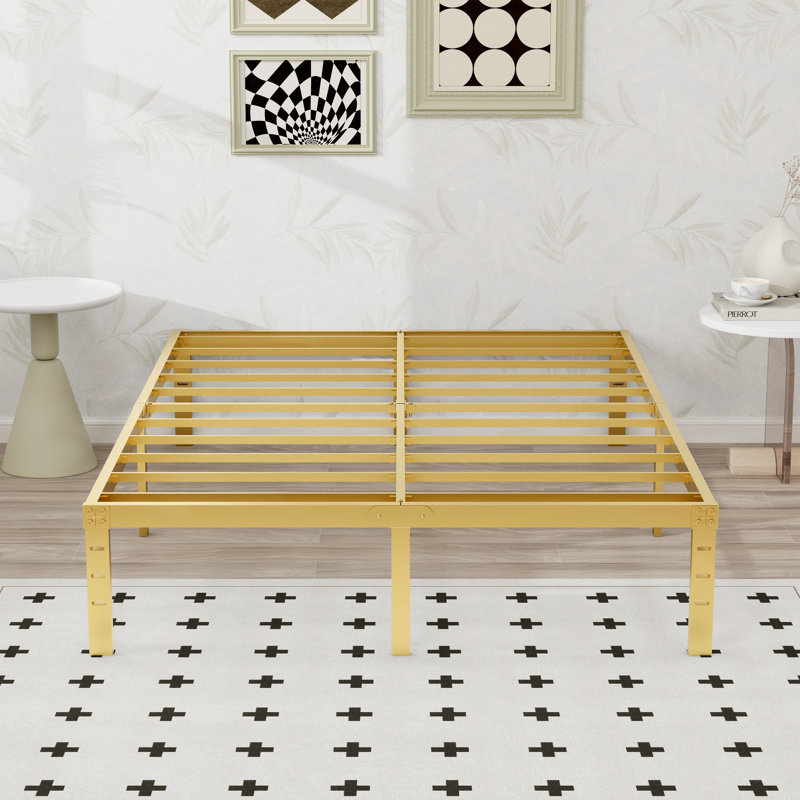 Oprina Metal Open-Frame Bed, Gold, Full / Double