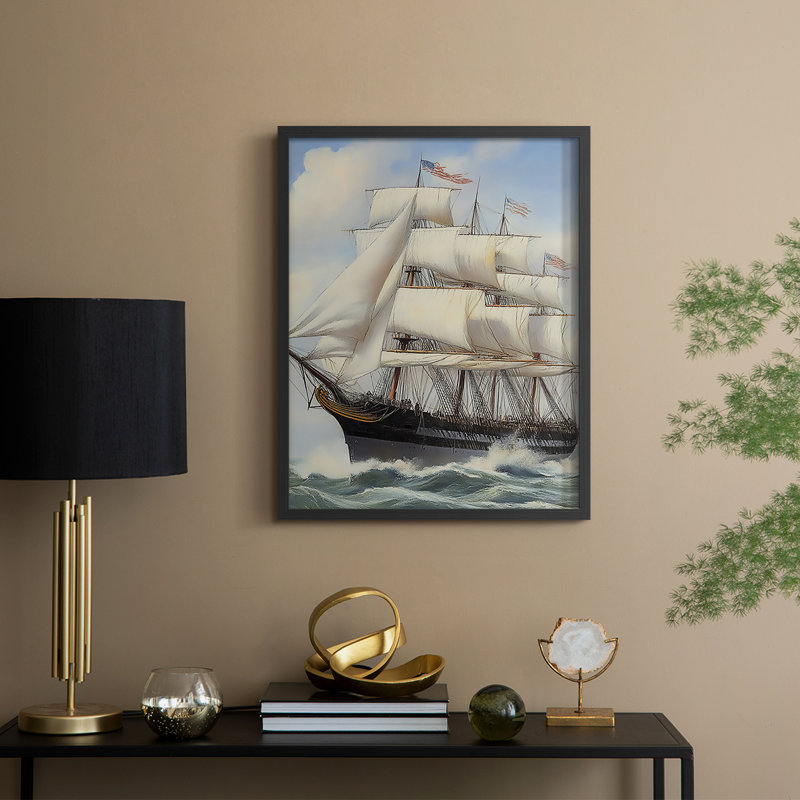 NAUTICAL Series LX, reproduction encadrée - bois massif, H 21 po x l 17 po, Noir