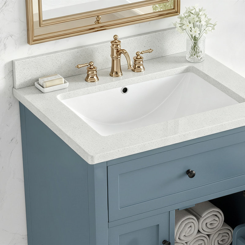 Éclaboussure de meuble-lavabo latéral en quartz blanc l 21 po x H 3,94 po, 21"