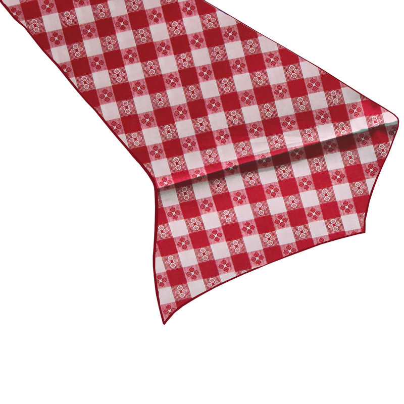 Tavern Checkered Print Table Runner, 120" L x 24" W, Red