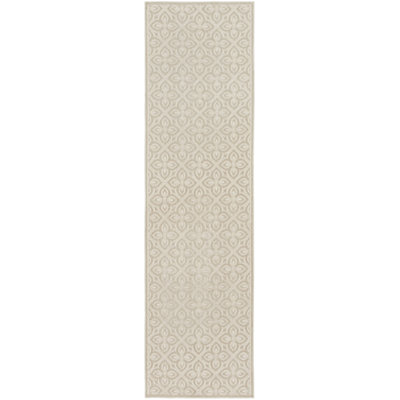 Nourison Washable Charm 2'2" x 10' Silver Ivory Contemporary Indoor Rug