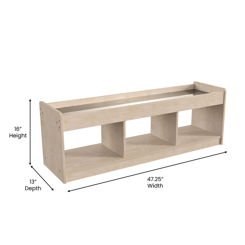 Mess Magic Commercial Grade Wooden 3 Section Classroom Shelf Unit with Mirrored Top