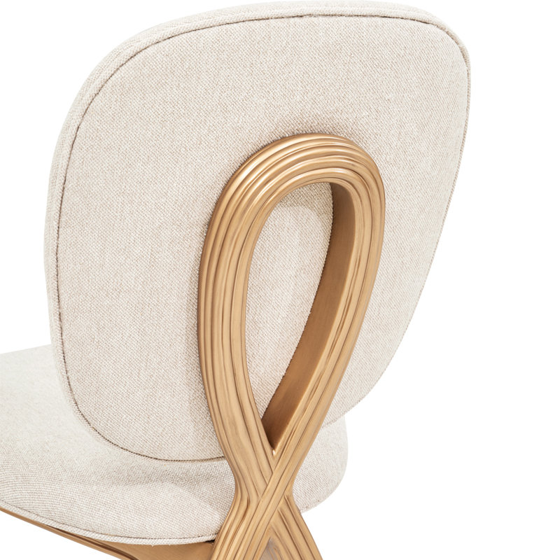 Camellia Field Vanity Chair - Linen/Antique Gold