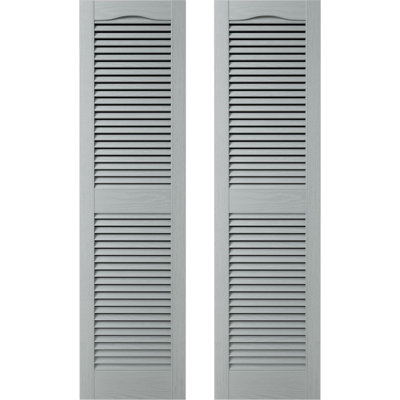 Builders Edge, Standard Cathedral Top Center Mullion, Open Louver Shutters, Includes Matching Installation Spikes (Per Pair)