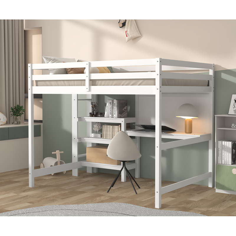 Lit mezzanine double Orelia pour enfants, Blanc