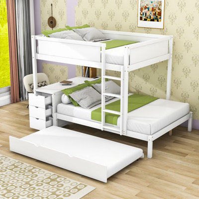 Kaleis Bunk Bed With Storage Drawers, Outlets, USB Ports And Safety Guardrails