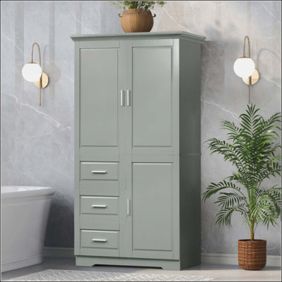 Storage Cabinet With Doors For Bathroom/Office, Three Drawers
