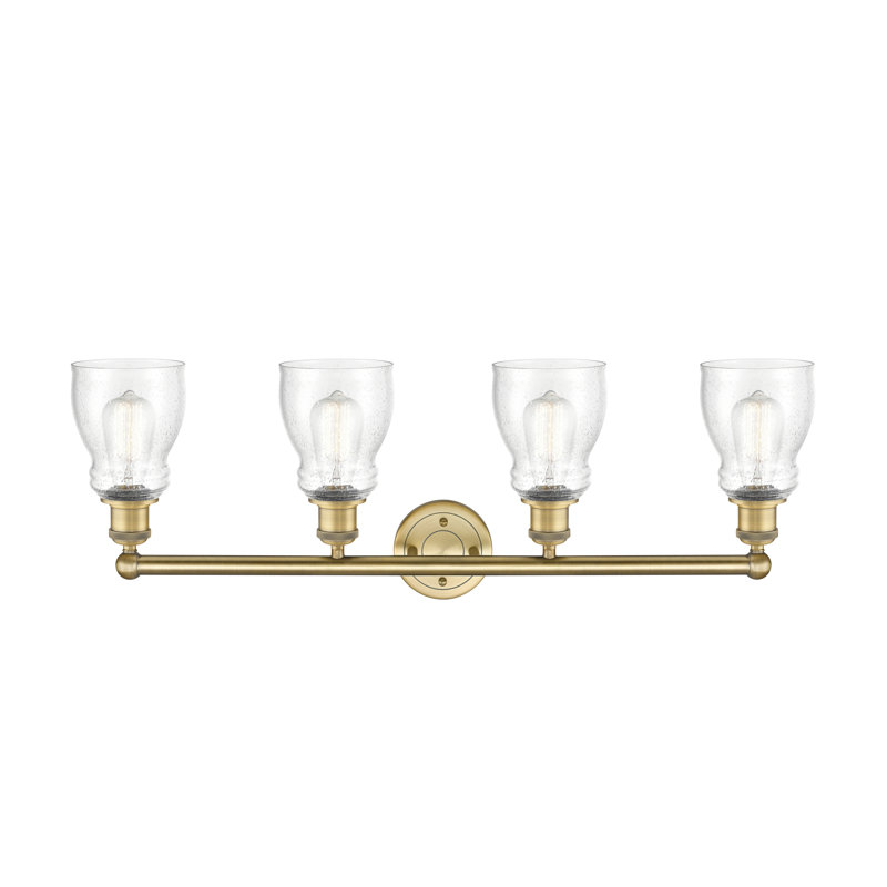 Éclairage pour meuble-lavabo de salle de bain 31,75 pouces 4 lumières Mccarver, Granuleux, Laiton brossé