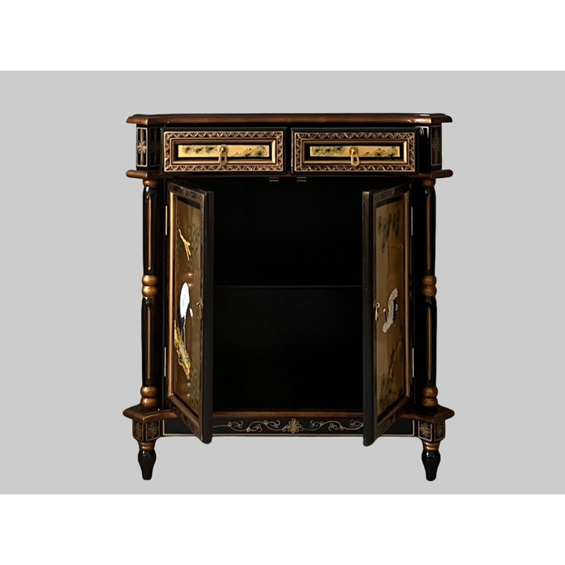 Gold Leaf Pillar Cabinet Sideboard Cranes Artistry