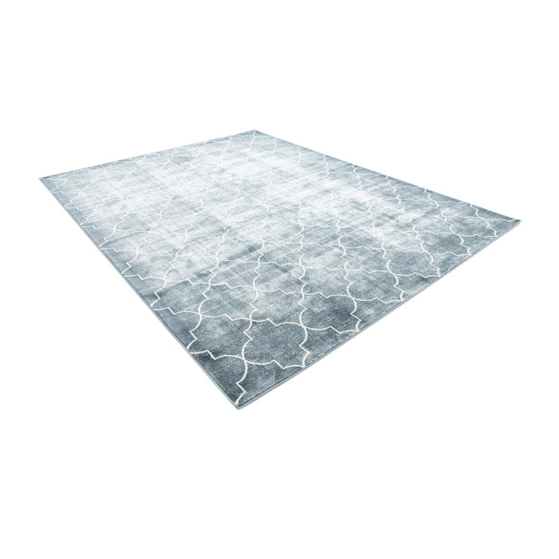 Tapis contemporain Antwanae de couleur bleu marine / pacifique, Rectangle 4 pi 1 po x 6 pi 1 po