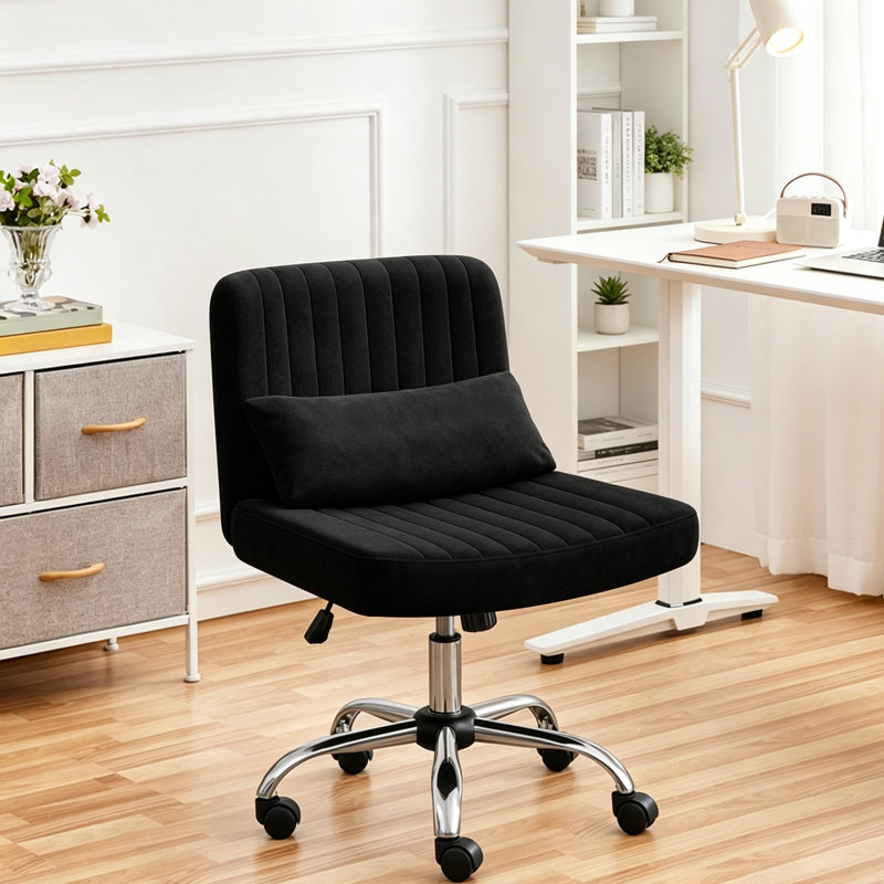 Canora Grey Velvet Criss Cross Chair, Black