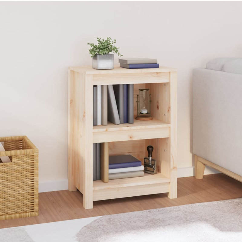 Cleta 68cm H Solid Wood Standard Bookcase, 68cm H x 50cm W x 35cm D, Grey