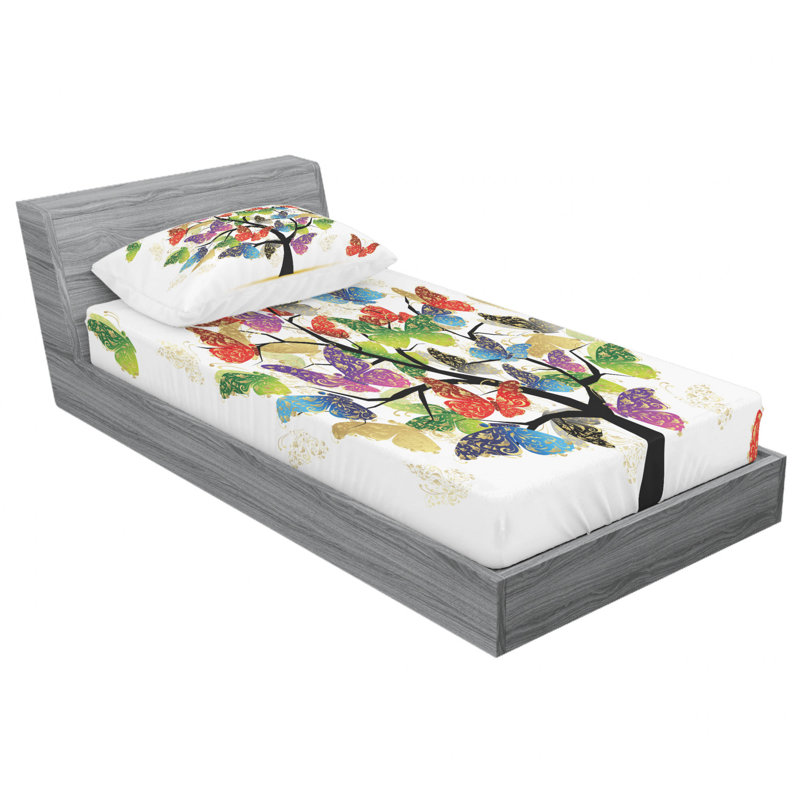 Microfiber Floral Sheet Set, Twin Sheet Set with Fitted Sheet