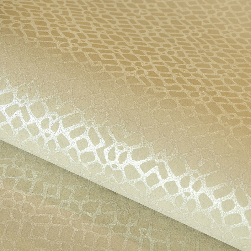 Slow Living Metallic Geometric Motif Wallpaper Roll, Ochre Gold