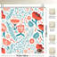 Rideaux de douche Folk Floral, 72 x 72 po, bleu sarcelle